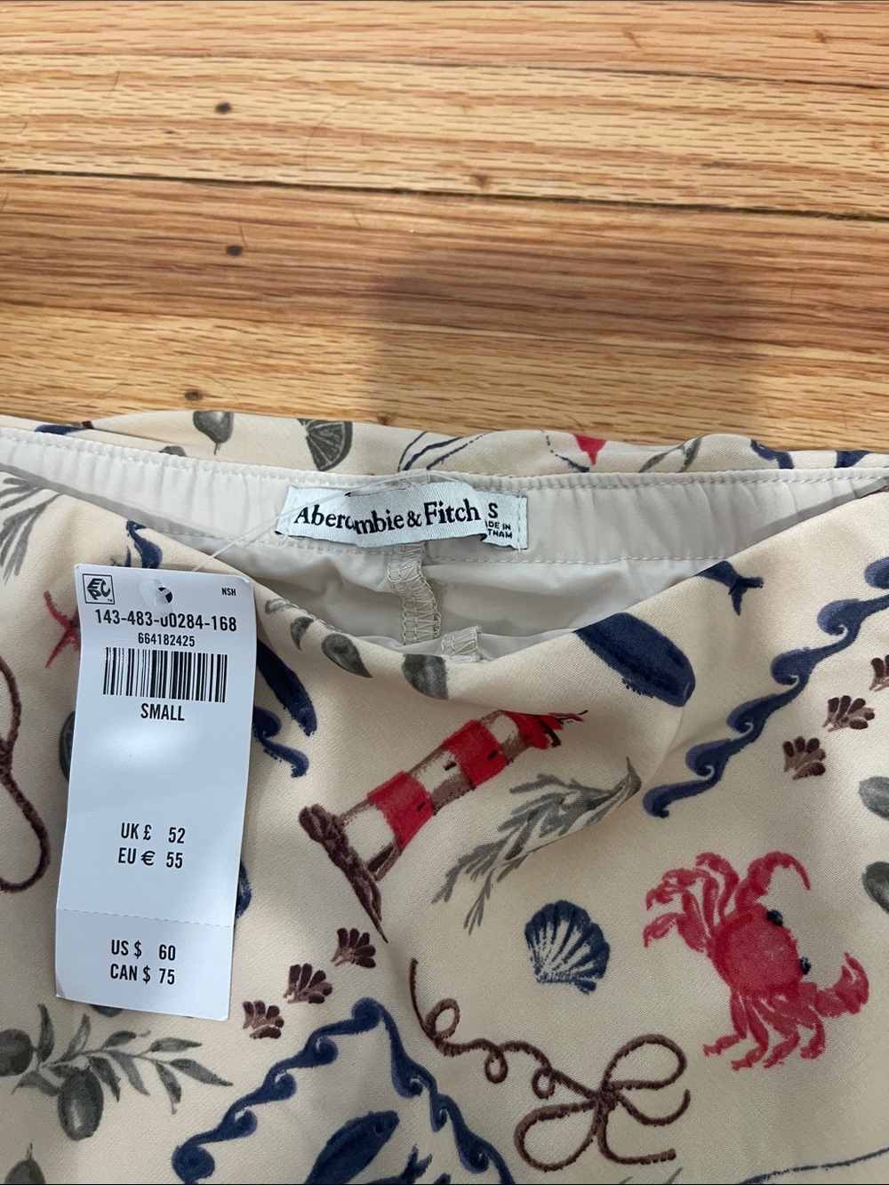 Abercrombie & Fitch Cream Nautical Print Skater Skirt with Navy & Red Accents - Picture 3 of 7